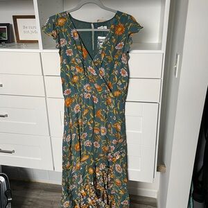Sundance Green Floral Midi Dress